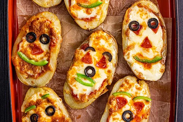 Jack O Lantern Pizza Potato Skins